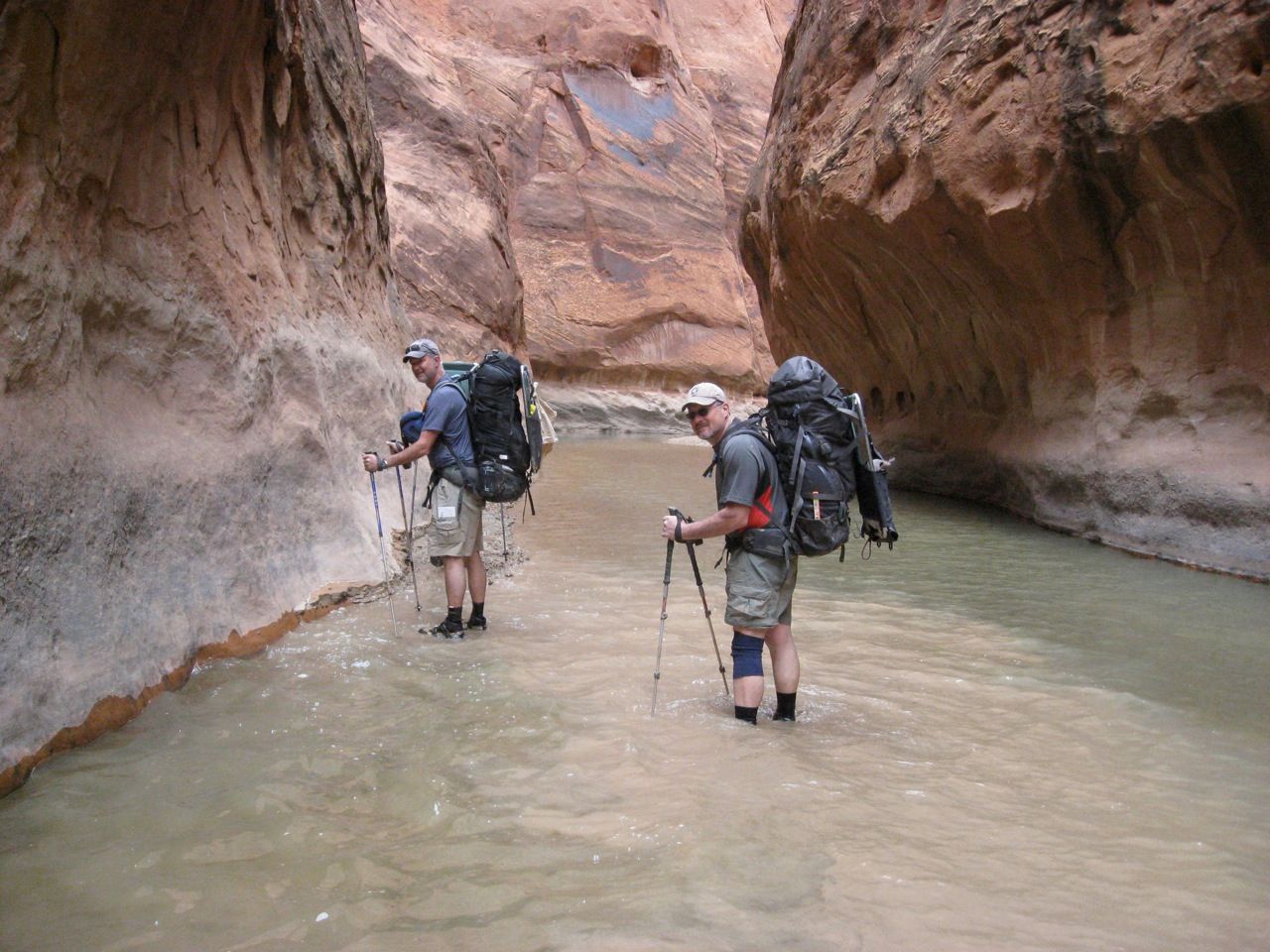 Hiking down a river